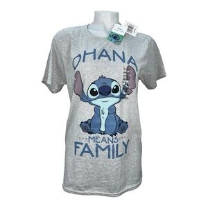 Disney Gray Short Sleeve Tee with Stitch Design size Medium New blue and  gray